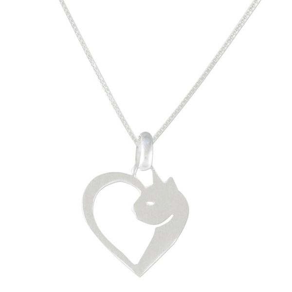 Alternate image for Cat Heart Sterling Silver Pendant Necklace from Thailand Soul of a Kitten