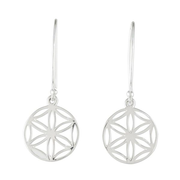 Alternate image for Thai Artisan Handmade Sterling Silver Floral Dangle Earrings Inner Blooms