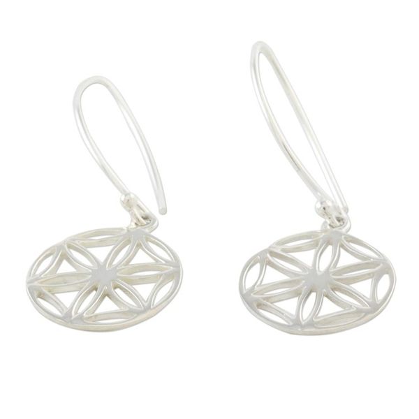 Alternate image for Thai Artisan Handmade Sterling Silver Floral Dangle Earrings Inner Blooms