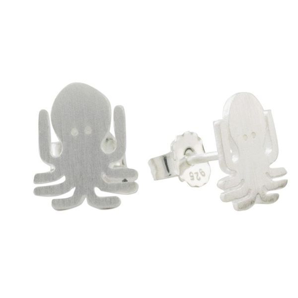Alternate image for Sterling Silver Octopus Stud Earrings Handmade in Thailand Little Octopus