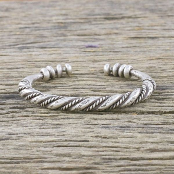 Alternate image for Handmade Sterling Silver Thai Hill Tribe Cuff Bracelet Lanna Beauty