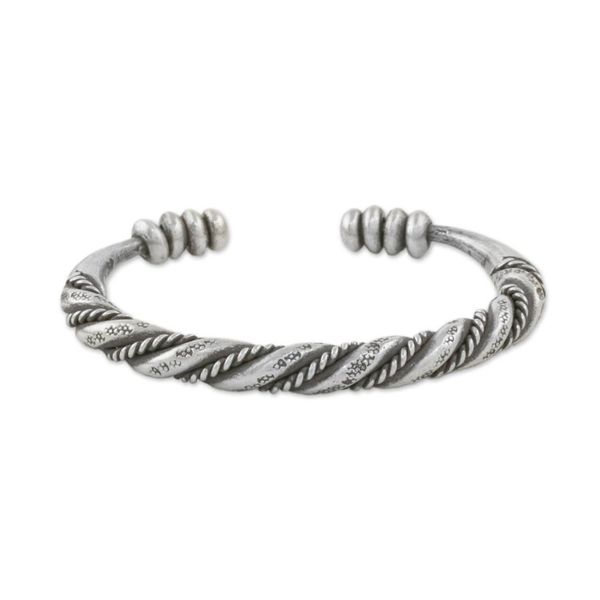 Alternate image for Handmade Sterling Silver Thai Hill Tribe Cuff Bracelet Lanna Beauty