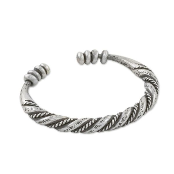 Alternate image for Handmade Sterling Silver Thai Hill Tribe Cuff Bracelet Lanna Beauty