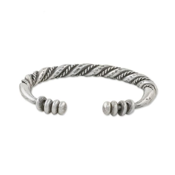 Alternate image for Handmade Sterling Silver Thai Hill Tribe Cuff Bracelet Lanna Beauty