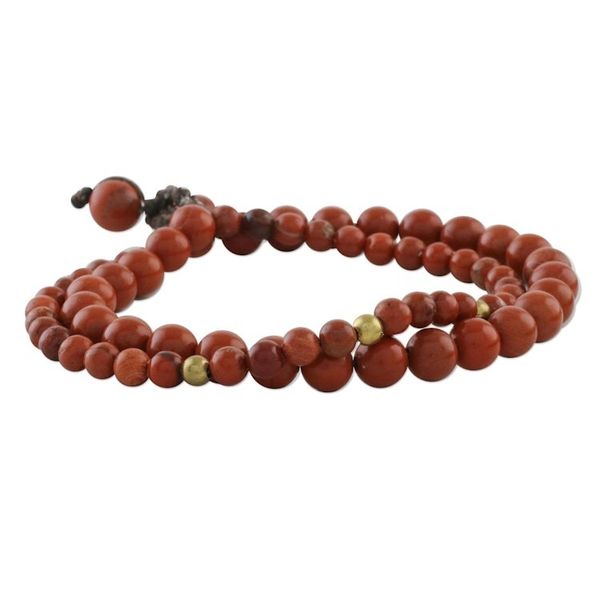 Alternate image for Adjustable Jasper Beaded Bracelet from Thailand Double Beauty