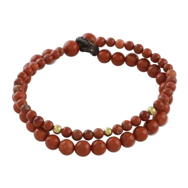 Alternate image for Adjustable Jasper Beaded Bracelet from Thailand Double Beauty