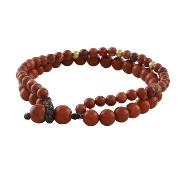 Alternate image for Adjustable Jasper Beaded Bracelet from Thailand Double Beauty