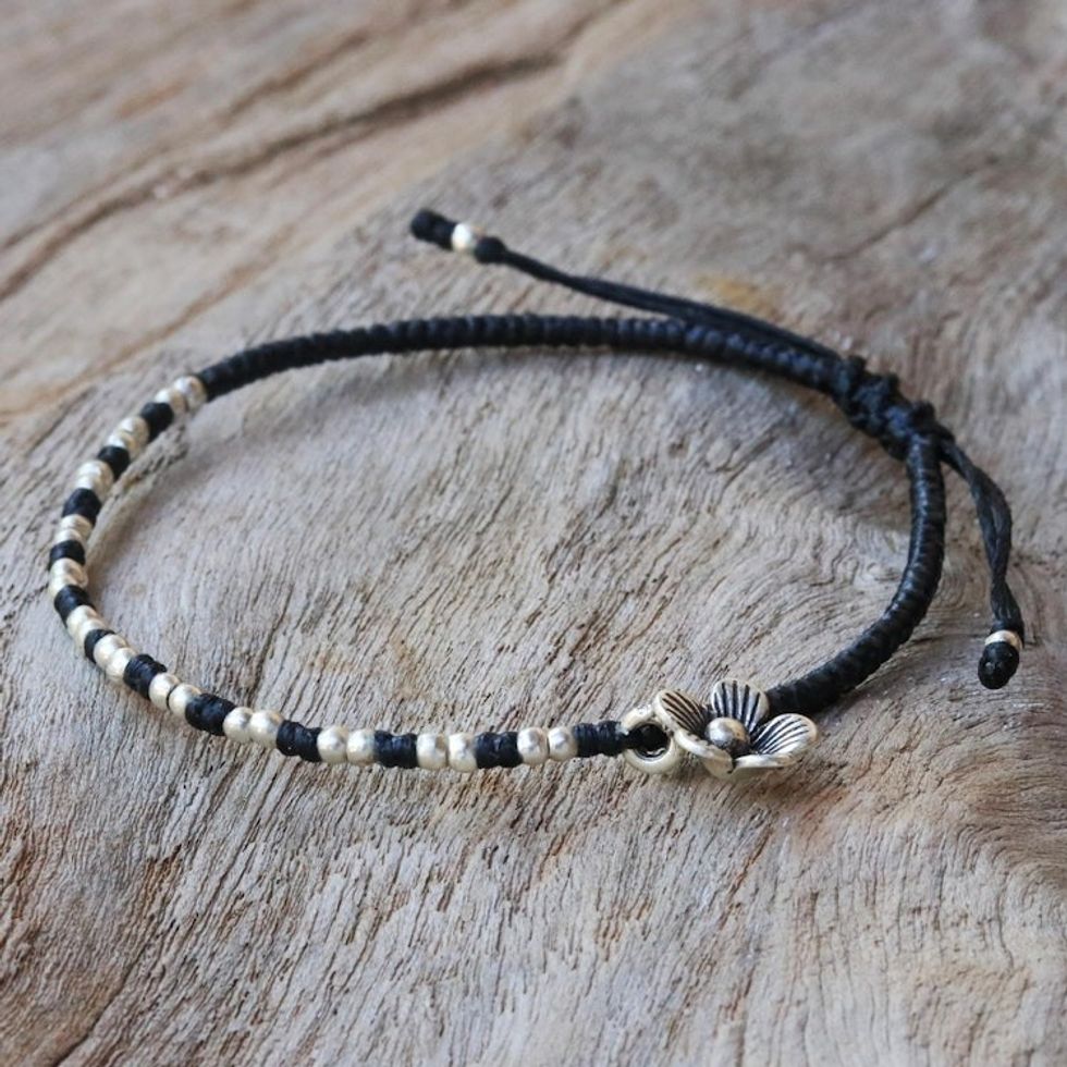 Karen Silver Beaded Floral Bracelet from Thailand 'Lovely Flower'