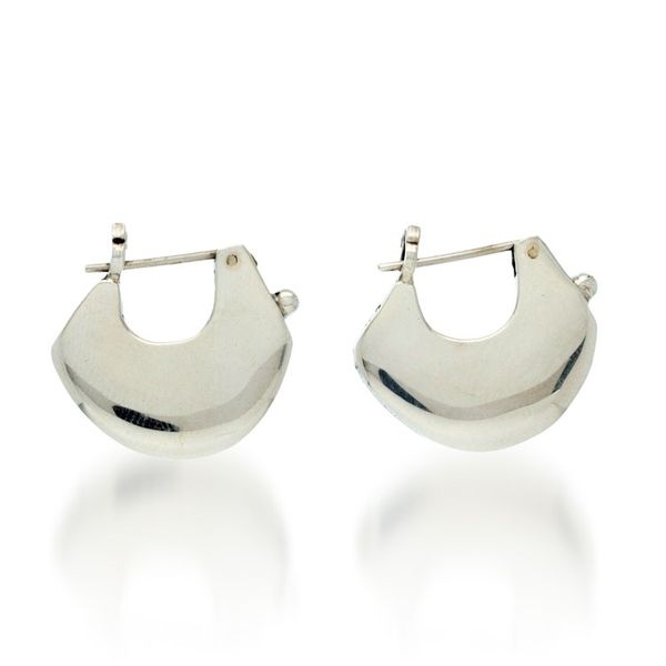 Alternate image for Minimalist Polished Taxco Silver Hoop Earrings from Mexico Timeless Radiance