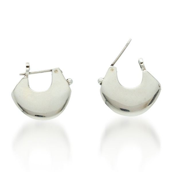 Alternate image for Minimalist Polished Taxco Silver Hoop Earrings from Mexico Timeless Radiance