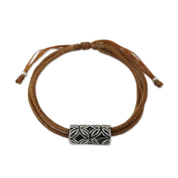 Alternate image for Karen Silver Pendant Bracelet in Cinnamon from Thailand Karen Seeds in Cinnamon