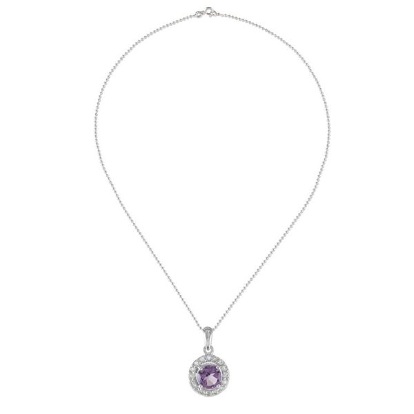 Alternate image for Circular Amethyst and CZ Pendant Necklace from Thailand Violet Sparkle