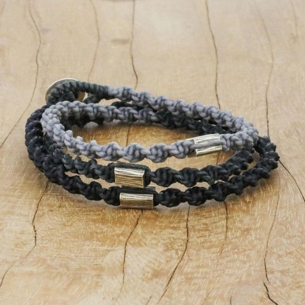 Alternate image for Karen Silver Braided Wrap Bracelet from Thailand Midnight Hour