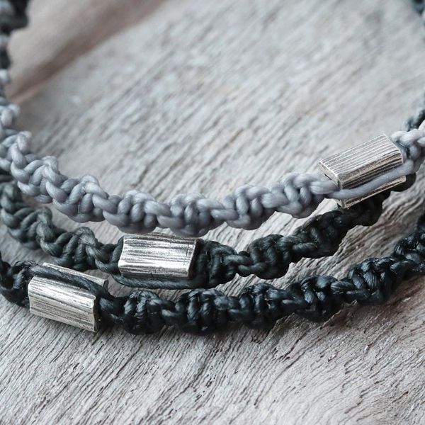 Alternate image for Karen Silver Braided Wrap Bracelet from Thailand Midnight Hour