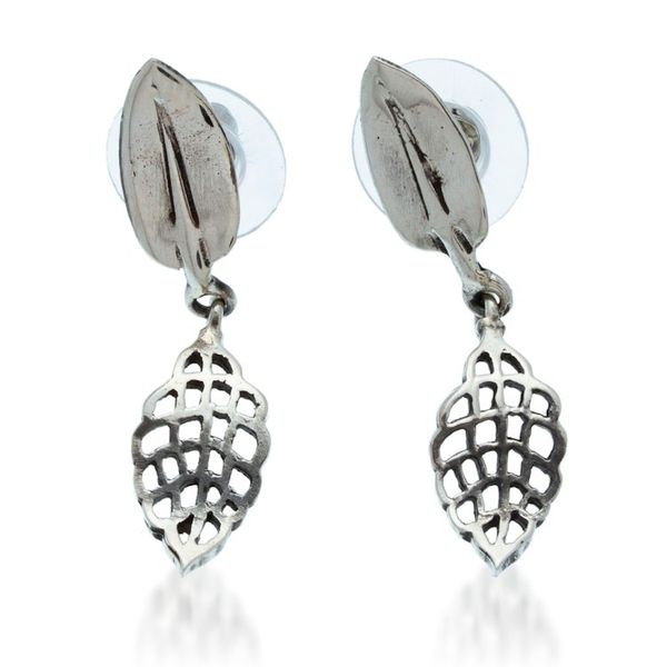 Alternate image for Leafy-Shaped High-Polished Sterling Silver Dangle Earrings Leafy Days