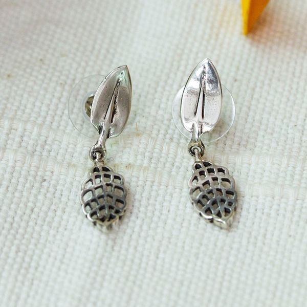 Alternate image for Leafy-Shaped High-Polished Sterling Silver Dangle Earrings Leafy Days