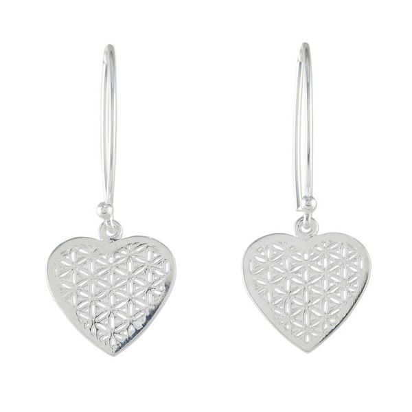 Alternate image for Sterling Silver Fractal Heart Dangle Earrings from Thailand Fractal Heart