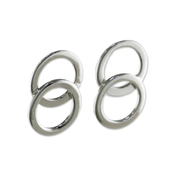 Alternate image for Thai Sterling Silver Geometric Circle Modern Button Earrings Forever Circles