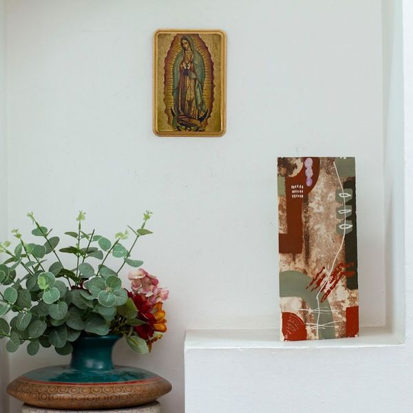 Alternate image for Decoupage on Pinewood Wall Plaque of Our Lady of Guadalupe Our Lady of Tepeyac