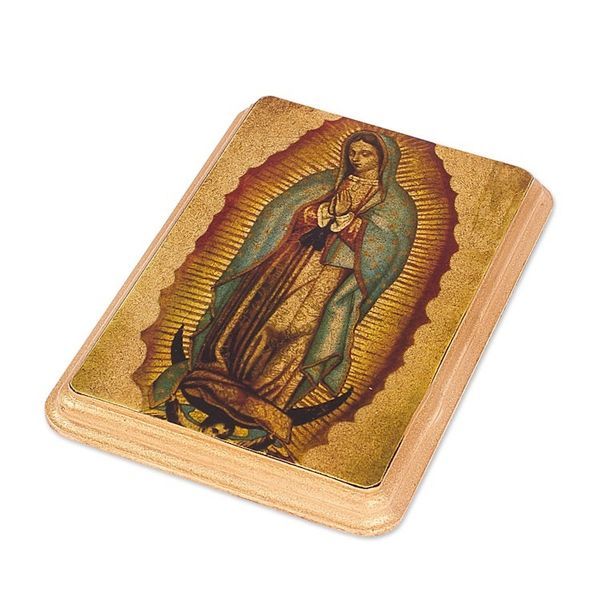 Alternate image for Decoupage on Pinewood Wall Plaque of Our Lady of Guadalupe Our Lady of Tepeyac