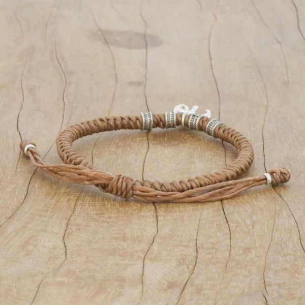 Alternate image for Karen Silver Elephant Bracelet in Tan from Thailand Wondrous Elephant in Tan