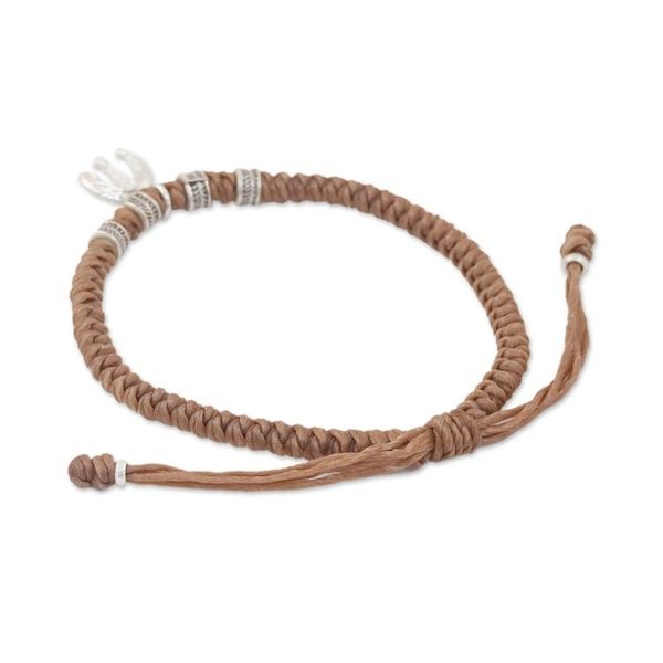 Alternate image for Karen Silver Elephant Bracelet in Tan from Thailand Wondrous Elephant in Tan