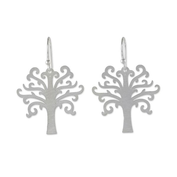 Alternate image for Tree-Shaped Sterling Silver Dangle Earrings from Thailand Life Is Natural