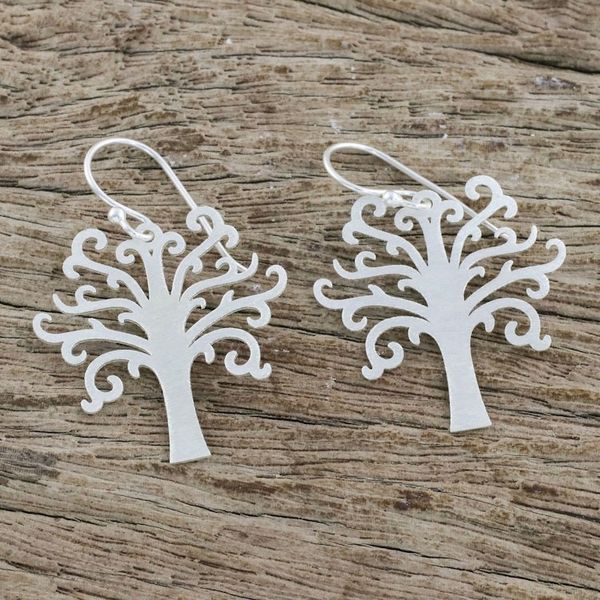 Alternate image for Tree-Shaped Sterling Silver Dangle Earrings from Thailand Life Is Natural
