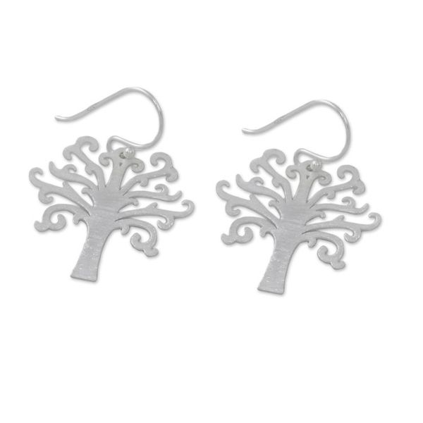 Alternate image for Tree-Shaped Sterling Silver Dangle Earrings from Thailand Life Is Natural