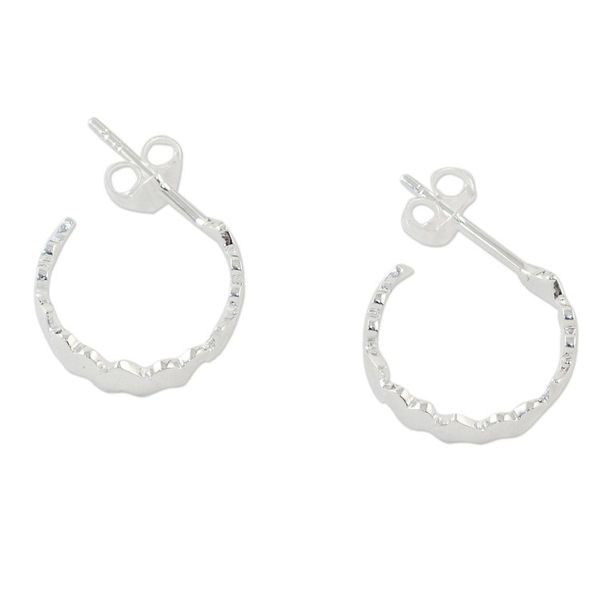 Alternate image for Sterling Silver Heart Half-Hoop Earrings from Thailand Heart Reflection