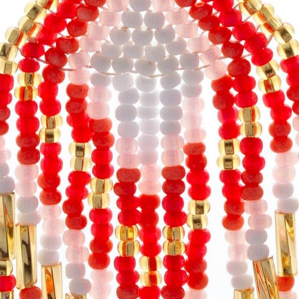 Alternate image for Glass Beaded Waterfall Earrings in Red and Ivory Colors Glorious Waterfall
