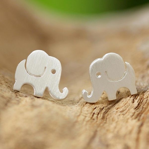 Alternate image for Handmade Thai Sterling Silver Post Elephant Earrings Endearing Elephants