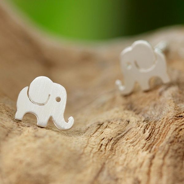 Alternate image for Handmade Thai Sterling Silver Post Elephant Earrings Endearing Elephants