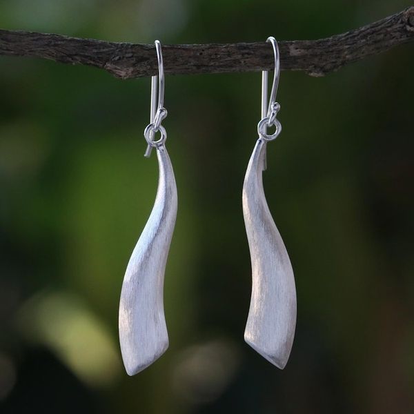 Alternate image for Handcrafted Thai Sterling Silver Dangle Earrings River in Chiang Mai