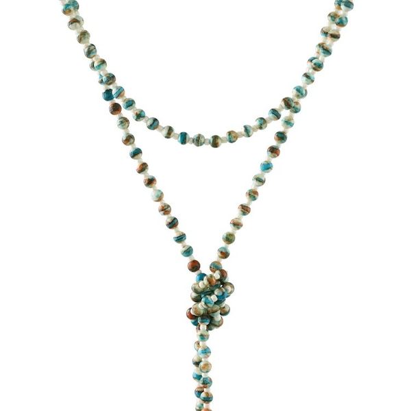 Alternate image for Colorful Glass Beaded Lariat Necklace from Thailand Festive Holiday in Blue-Green