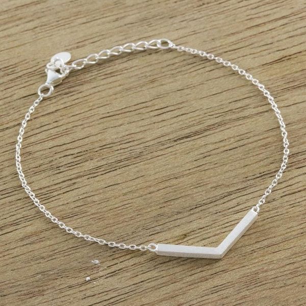 Alternate image for Sterling Silver Angular Pendant Bracelet from Thailand Cute Angle