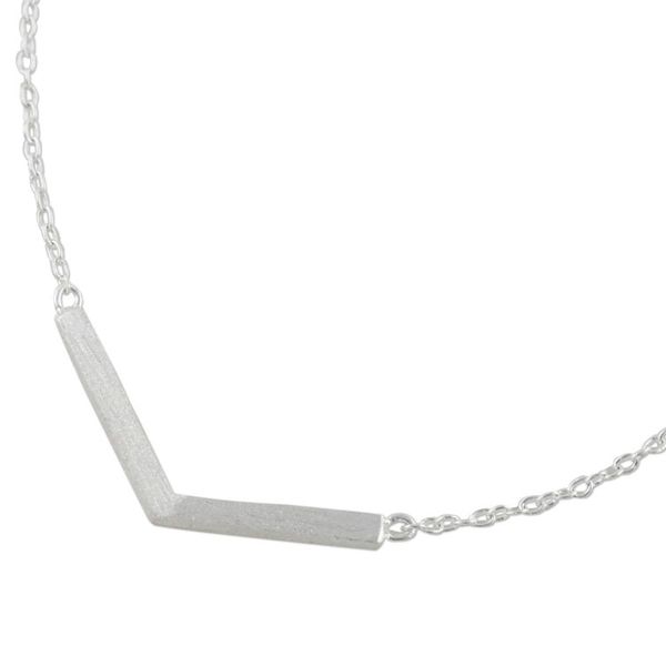 Alternate image for Sterling Silver Angular Pendant Bracelet from Thailand Cute Angle