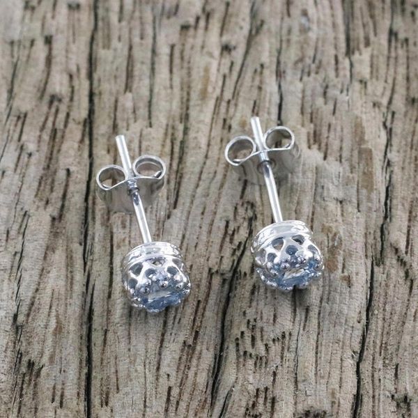 Alternate image for Rhodium Plated Blue Topaz Stud Earrings from Thailand Brilliant Splendor