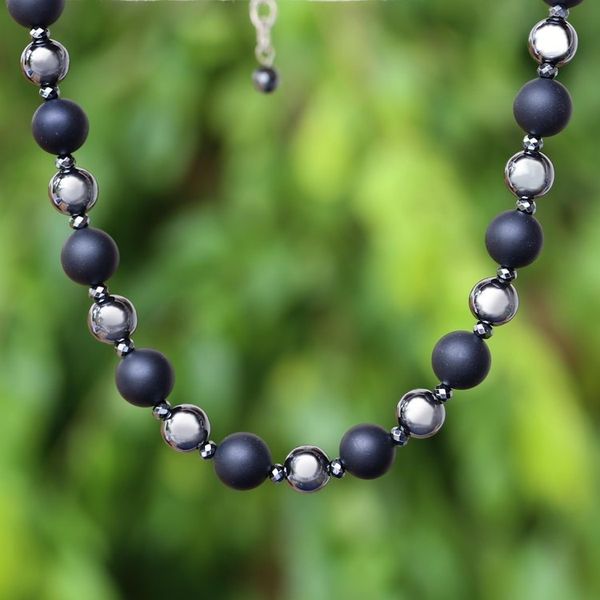Alternate image for Onyx and Hematite Beaded Necklace from Thailand Dark Cosmos
