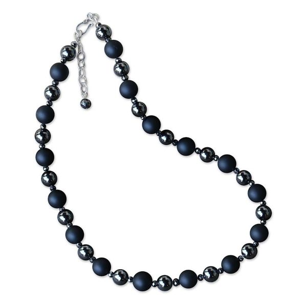Alternate image for Onyx and Hematite Beaded Necklace from Thailand Dark Cosmos