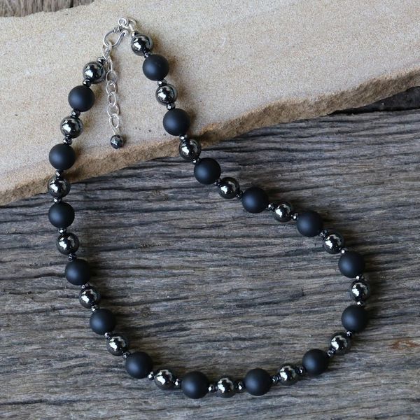 Alternate image for Onyx and Hematite Beaded Necklace from Thailand Dark Cosmos