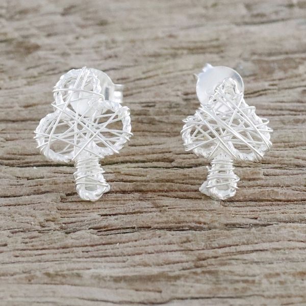 Alternate image for Sterling Silver Card Game Drop Earrings from Thailand Game of Cards