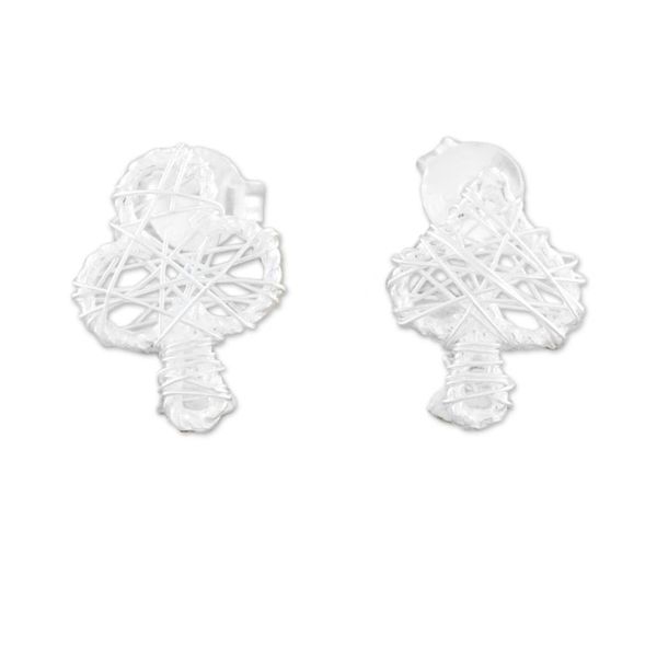 Alternate image for Sterling Silver Card Game Drop Earrings from Thailand Game of Cards