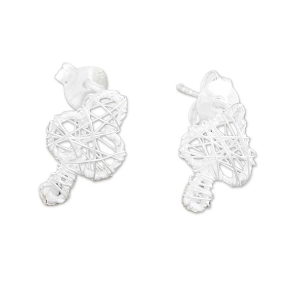Alternate image for Sterling Silver Card Game Drop Earrings from Thailand Game of Cards