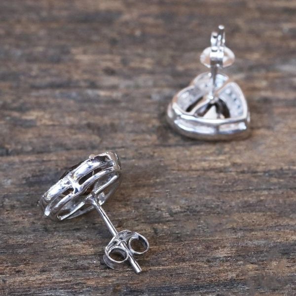 Alternate image for Smoky Quartz and Cubic Zirconia Heart Shaped Stud Earrings Sparkling Hearts