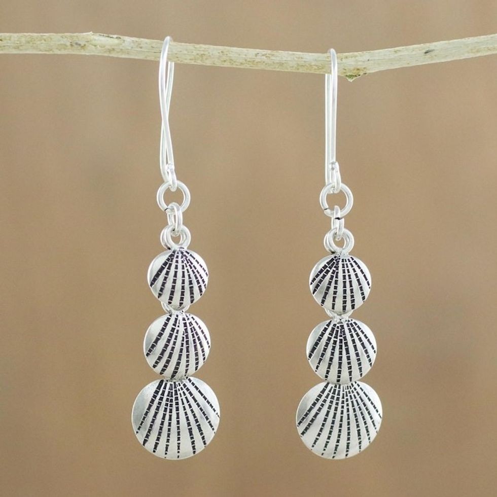 Karen Silver Seashell Dangle Earrings from Thailand 'Karen Seashells'