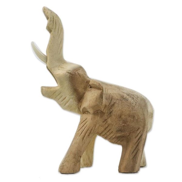 Alternate image for Handmade Raintree Wood Elephant Figurine from Thailand Wild Life