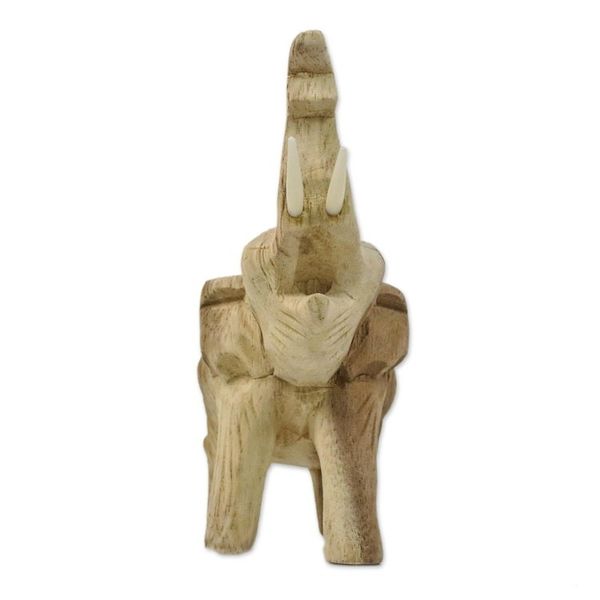 Alternate image for Handmade Raintree Wood Elephant Figurine from Thailand Wild Life