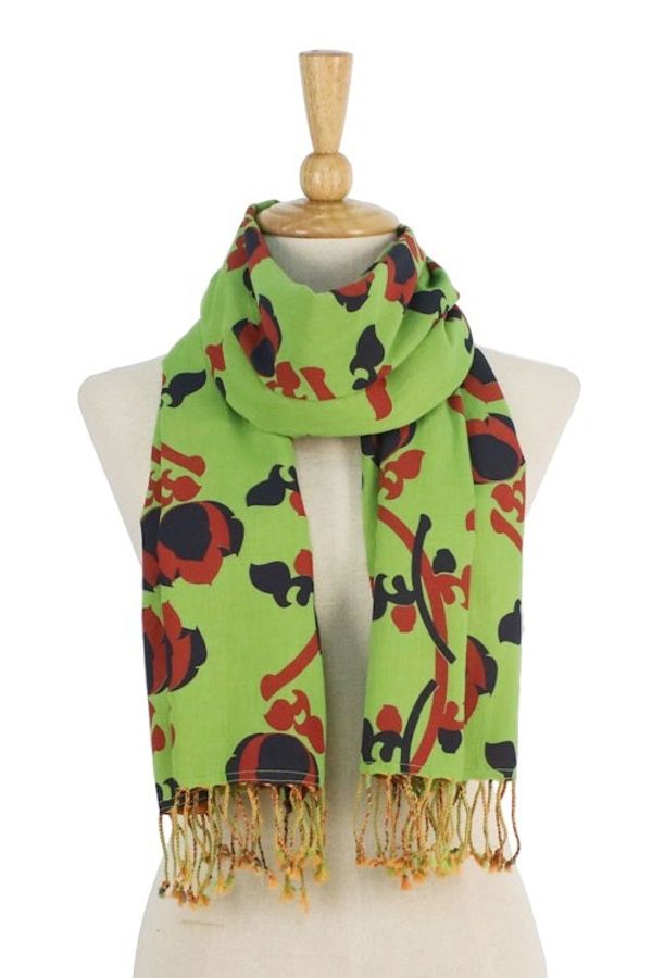 Alternate image for Green and Orange Cotton Floral Scarf Handmade in Thailand Radiant Garden