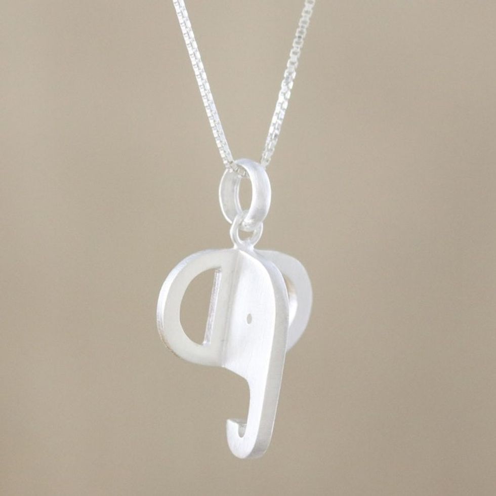 Sterling Silver Elephant Pendant Necklace from Thailand 'Elephant Key'